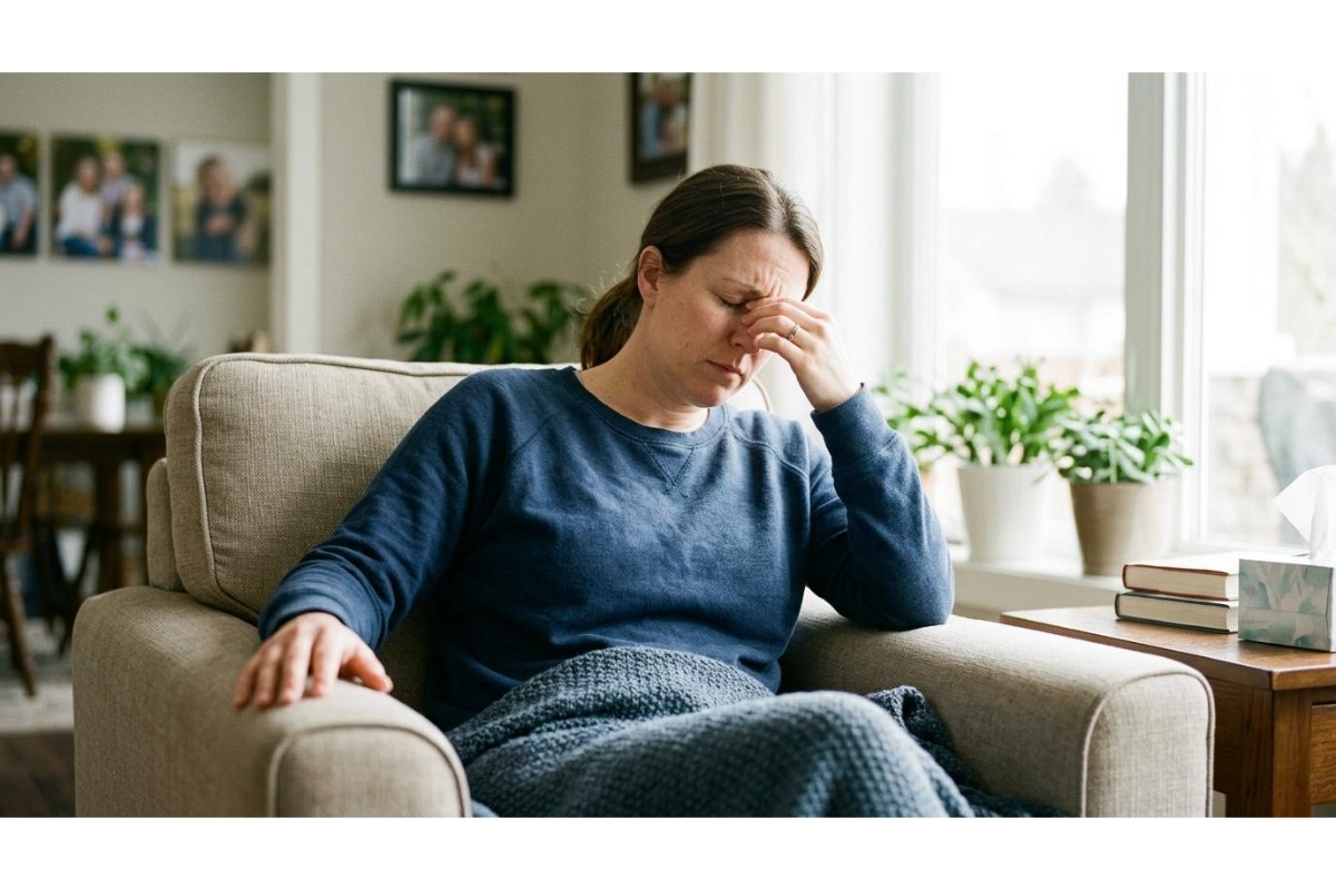 Woman experiencing eye strain